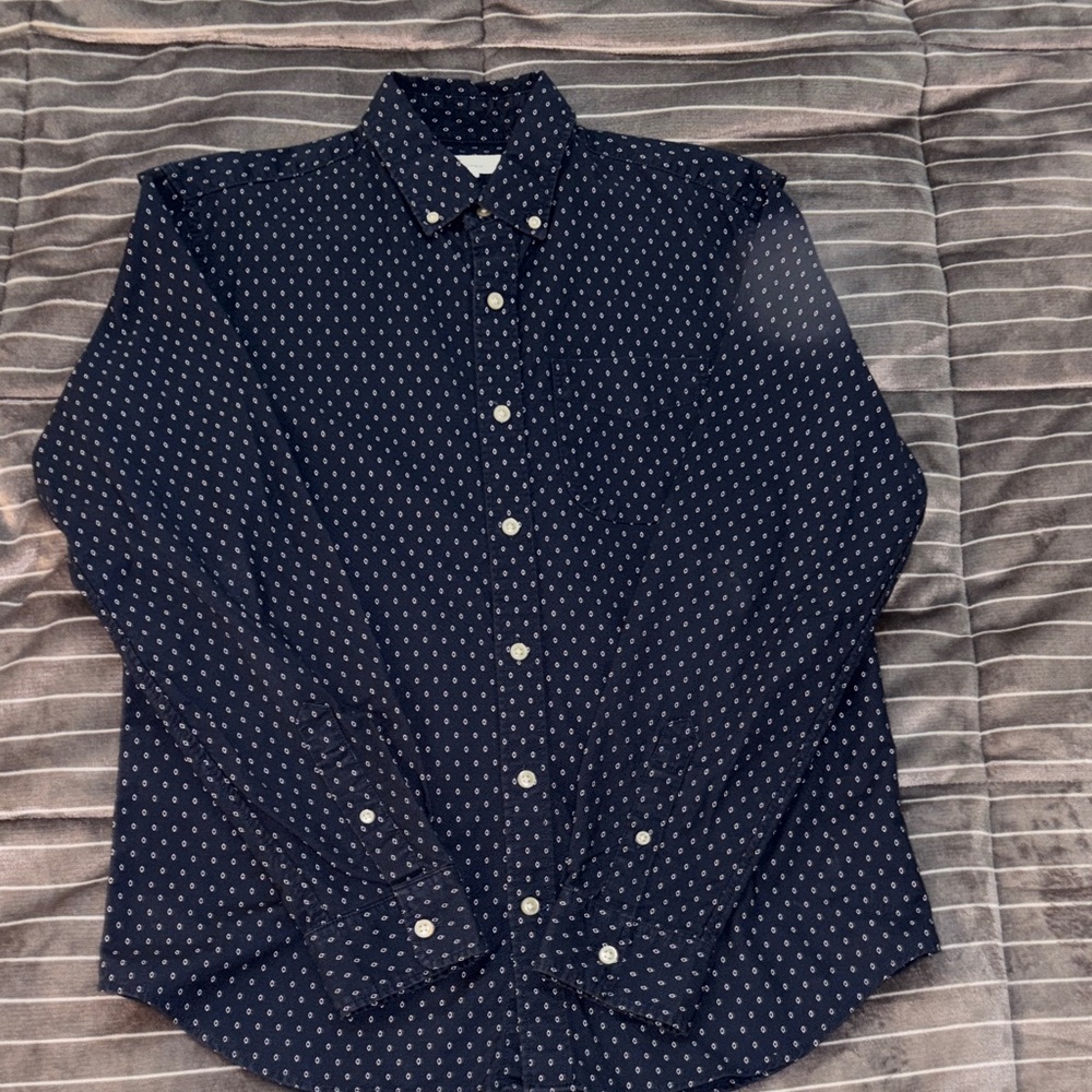 GAP Dark Blue Button-Down Shirt with White Dots